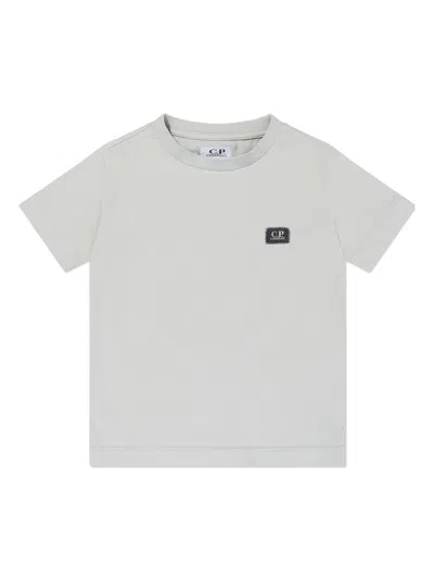 C.p. Company Kids' Embroidered-logo T-shirt In Grey
