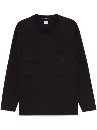C.p. Company T-shirt Mit Logo-stickerei In Schwarz