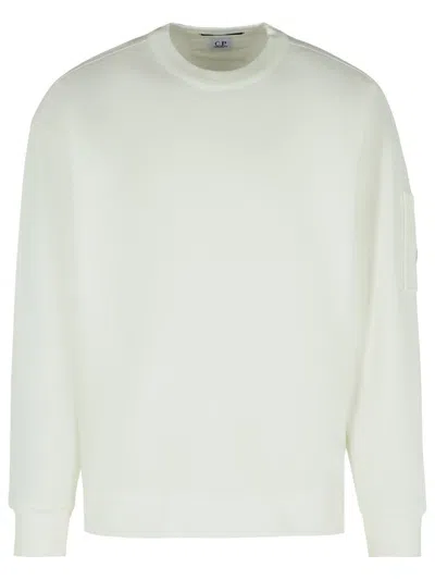 C.P. COMPANY EMERIZED' WHITE COTTON SWEATSHIRT