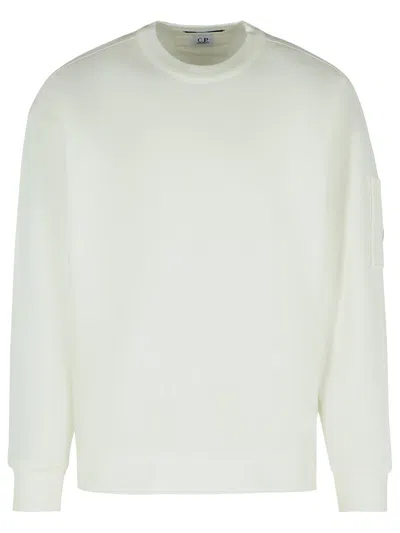 C.P. COMPANY EMERIZED WHITE COTTON SWEATSHIRT
