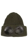 C.p. Company Men Blue And Green Wool Braided Pattern Glasses Detail Ribbed Brim Close-fitting