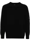 C.p. Company Fine Wool Crew Neck Sweater With Patch In 999 Black