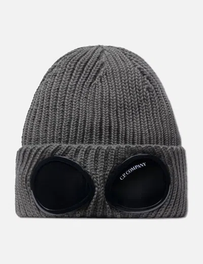 C.p. Company Extra Fine Merino Wool Goggle Beanie In Brown
