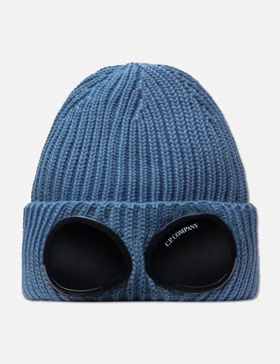 C.p. Company Extra Fine Merino Wool Goggle Beanie In Blue