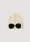 C.p. Company Extra Fine Merino Wool Goggle Beanie In Brown