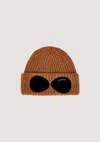 C.p. Company Extra Fine Merinowool Goggle Beanie In Brown