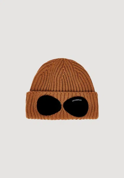 C.p. Company Extra Fine Merinowool Goggle Beanie In Brown