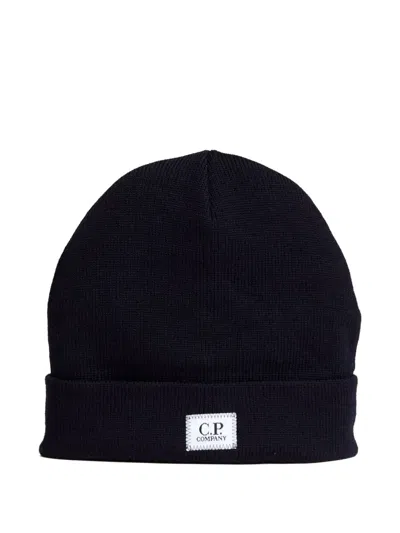 C.p. Company Extrafine Merino Wool Beanie Hat In Blue