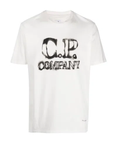 C.p. Company Faded Logo-print T-shirt In White