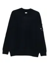 C.p. Company Men Knitwear Crew Neck In Merino Wool Felted In Blue