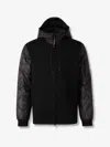 C.p. Company Men Black Jacket With Drawstring Hood And Logo Plaque On The Sleeve In Wool Man In Black