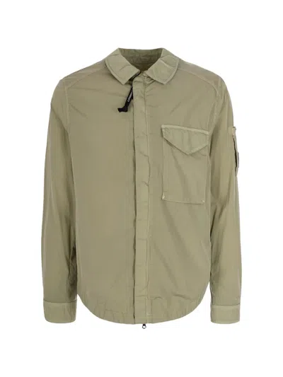 C.p. Company Moss Gray Overshirt With Adjustable Hem In Green