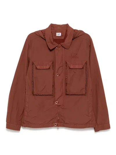 C.p. Company Flatt Goggle Overshirt In Brown