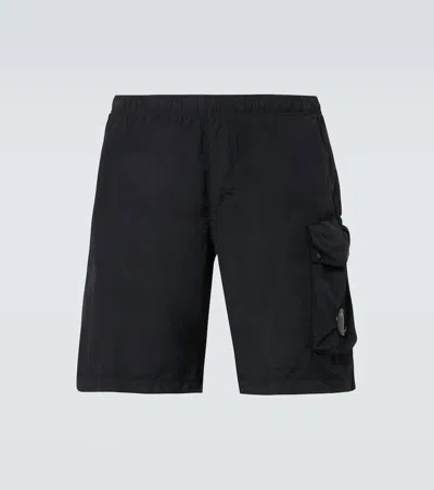 C.p. Company C.p.company Light Fleece Lens Shorts In Black