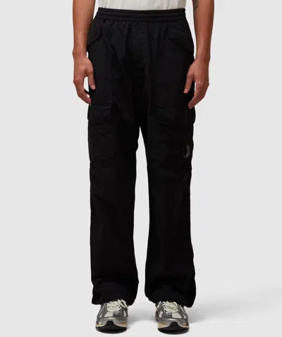 C.p. Company Flatt Nylon Loose Utility Pant In Black
