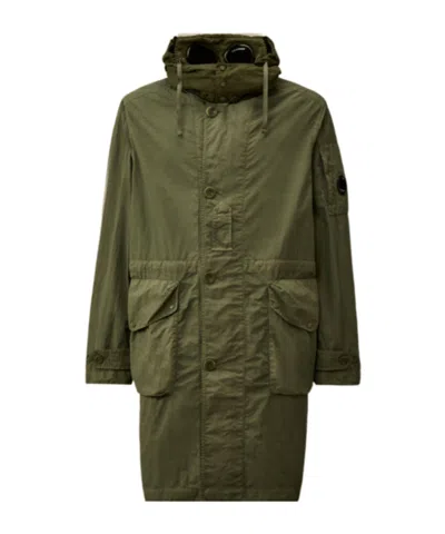 C.p. Company Flatt Nylon Mixed Goggle Parka In Green