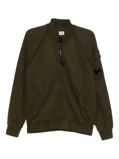 C.p. Company Fleece Bomber Jacket In Green