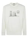 C.p. Company C.p.company The Metropolis Series Stretch Fleece Crew Neck Graphic Sweatshirt In White