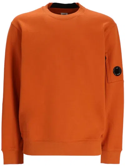 C.p. Company Lens-detail Crew-neck Sweater In Orange