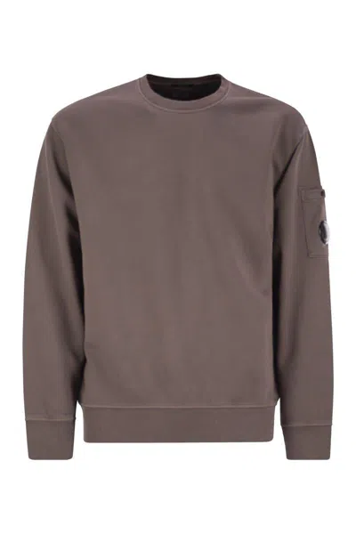C.P. COMPANY C.P. COMPANY FLEECE CREW-NECK SWEATSHIRT WITH DIAGONAL LENSES