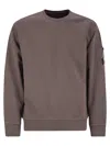 C.p. Company Long-sleeve Minimalist Cotton Sweatshirt With Distinctive Lens Detail In Gray