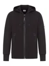 C.p. Company Sweatshirts Hooded Open In Diagonal Raised Fleece Clothing In Black