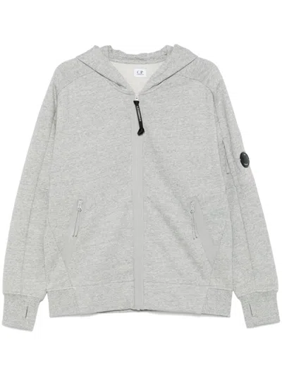 C.p. Company Fleece-jersey Zip-up Hoodie In Grey