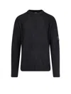 C.p. Company C.p.company Men Fleece Knit Ribbed Sweater In Black