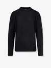 C.p. Company C.p.company Men Fleece Knit Ribbed Sweater In Black