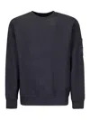C.p. Company Brushed And Emerized Diagonal Fleece Lens Crew Nec In Blue