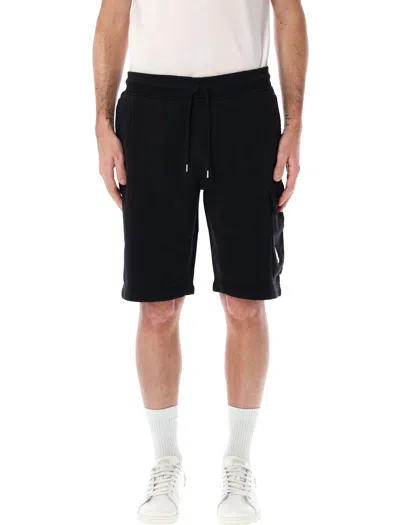 C.P. COMPANY DIAGONAL FLEECE LOGO SHORTS