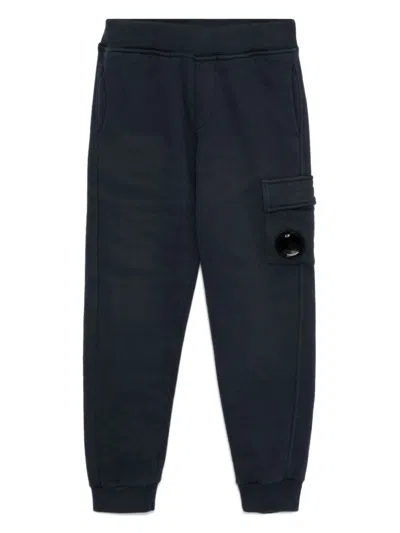 C.p. Company Kids' Fleece Lens Sweatpants In Blue
