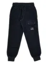 C.p. Company Fleece Sweatpants With Logo Embroidery Kids In Blue