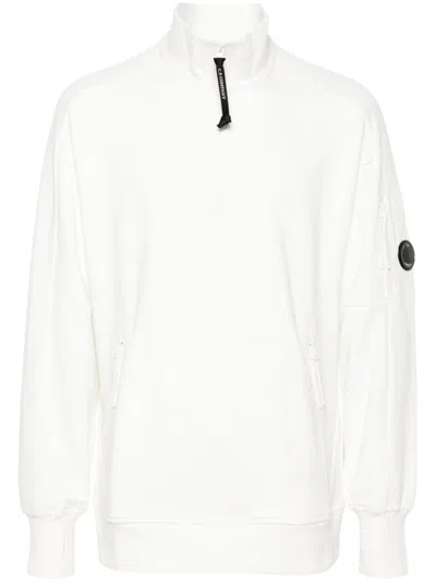 C.p. Company Lens-detailed Zip-up Sweatshirt In 103 Gauze White