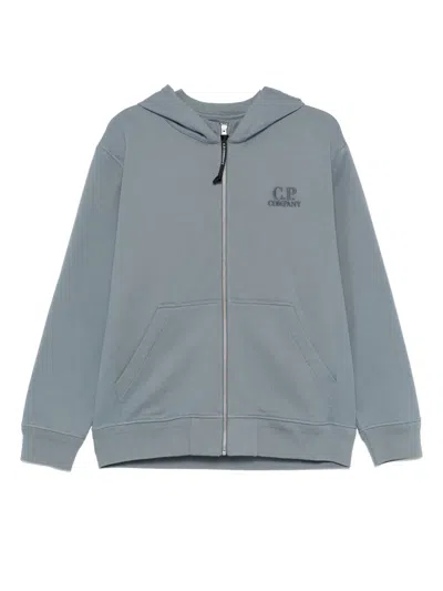 C.p. Company Fleece Zip-up Hoodie In Blue