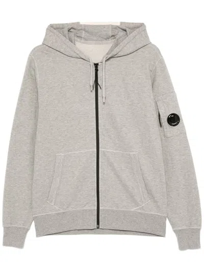 C.p. Company Fleece Zipped Hoodie In Grey
