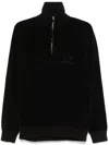 C.p. Company Fleeced Half-zipped Sweatshirt In 黑色