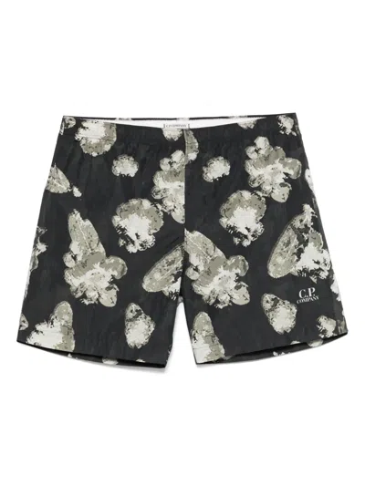C.p. Company Floral-print Swim Shorts In Black