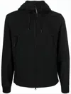 C.p. Company Front Zip Black Jacket With Adjustable Hood In Black
