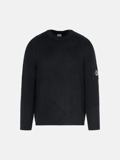C.p. Company 'full Rib' Black Cotton Blend Sweater