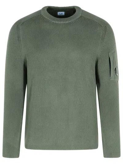 C.p. Company 'full Rib' Grey Cotton Blend Sweater Men In Green