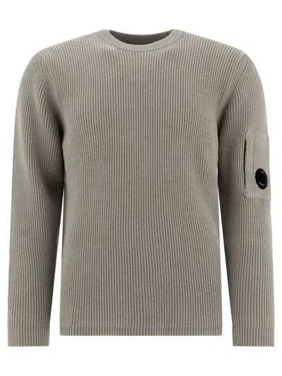 C.p. Company Khaki Lens Sweater In Beige