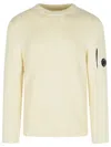 C.p. Company 'full Rib' White Cotton Blend Sweater Men In White