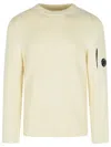 C.p. Company 'full Rib' White Cotton Blend Sweater Men In Neutral