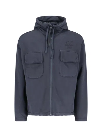 C.p. Company Full Zip Hoodie In Black