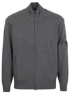 C.p. Company Lambswool Cardigan Contrasting Stitching In Gold