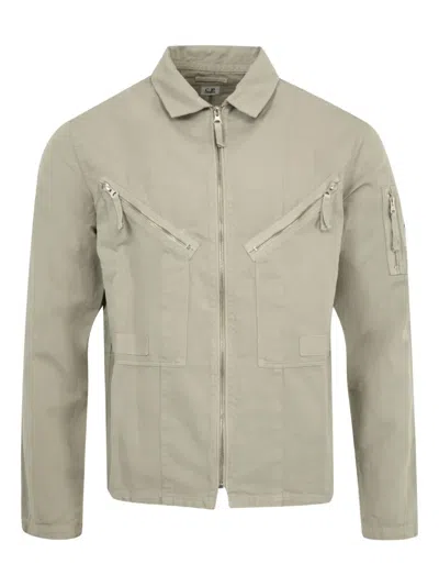 C.p. Company Full Zip Shirt Jacket In Neutral