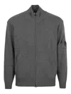 C.p. Company Lambswool Cardigan Contrasting Stitching In Gray