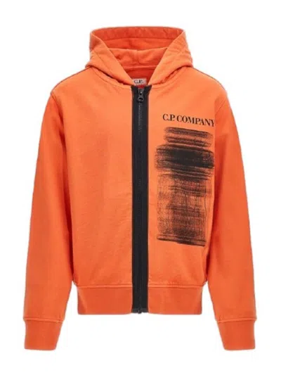 C.p. Company Full Zip Sweatshirt With Hood In Orange