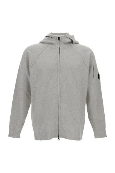 C.P. COMPANY FULL-ZIP WOOL BLEND CARDIGAN WITH HOOD
